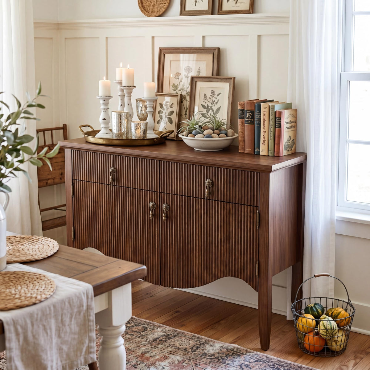40" Fluted Buffet Cabinet with Drawer W6238