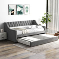 Grey Upholstered Twin Daybed with Trundle H46918