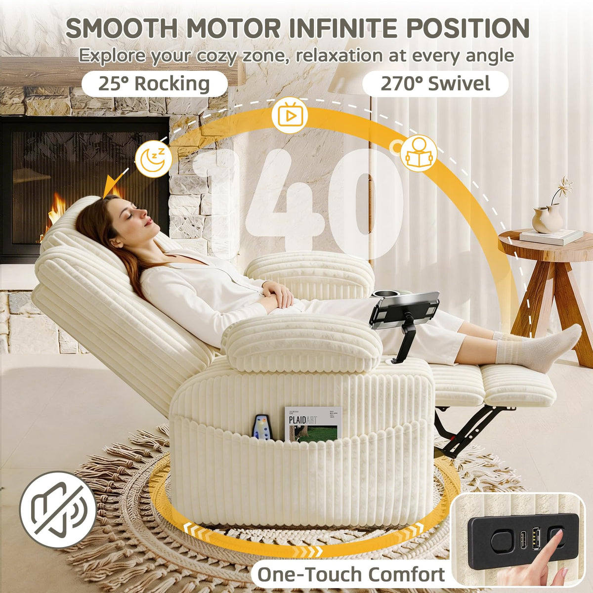 Oversized Swivel Rocker Recliner with Massage and Heat S5633