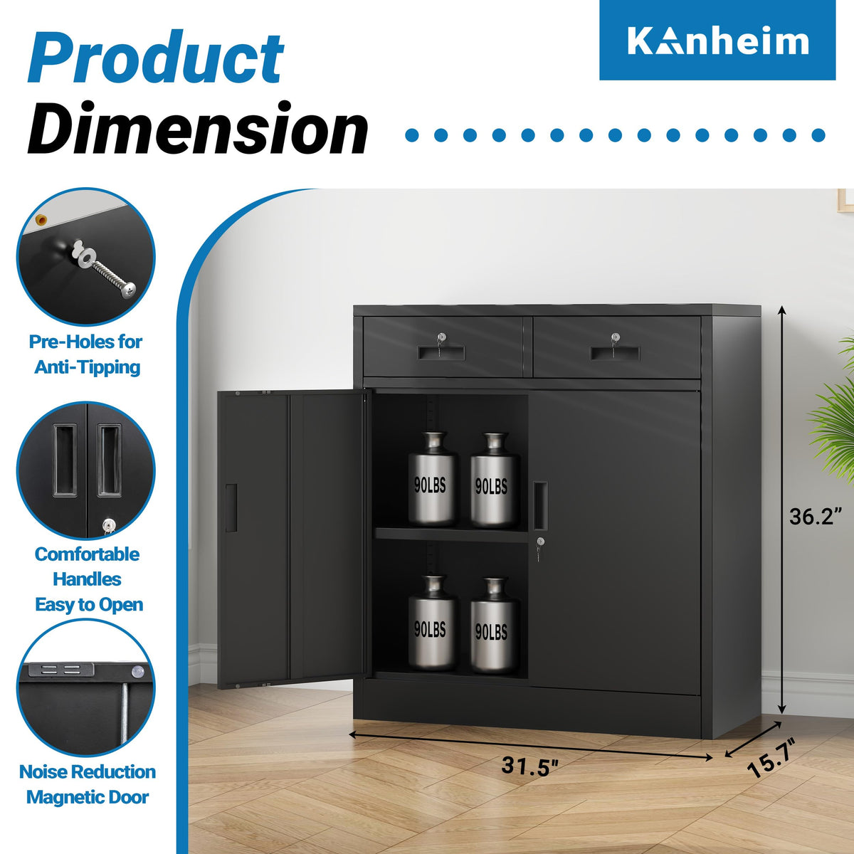 Metal Storage Cabinet with 2 Drawers & Shelves B5808