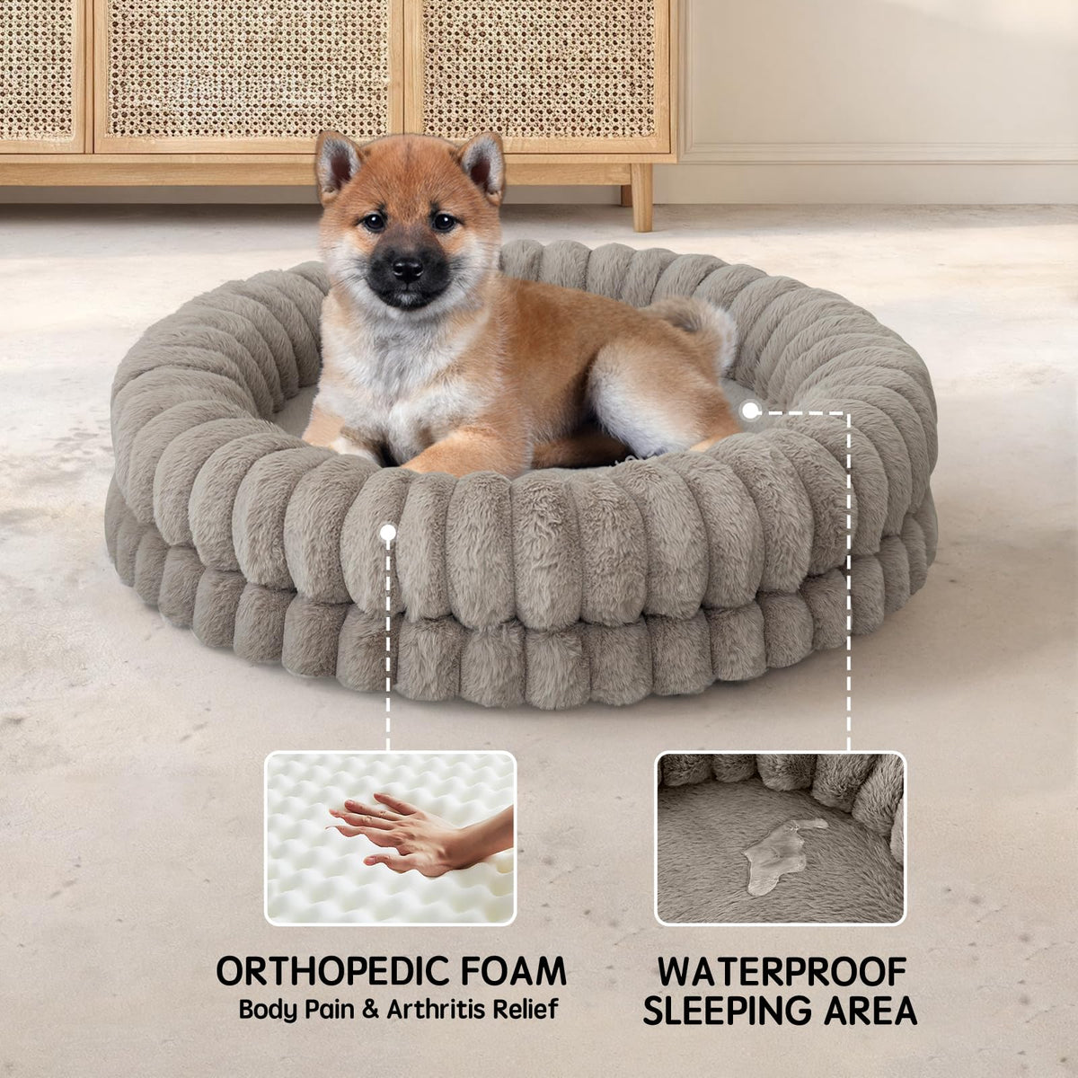 30 Inches Round Washable Dog Bed D1374