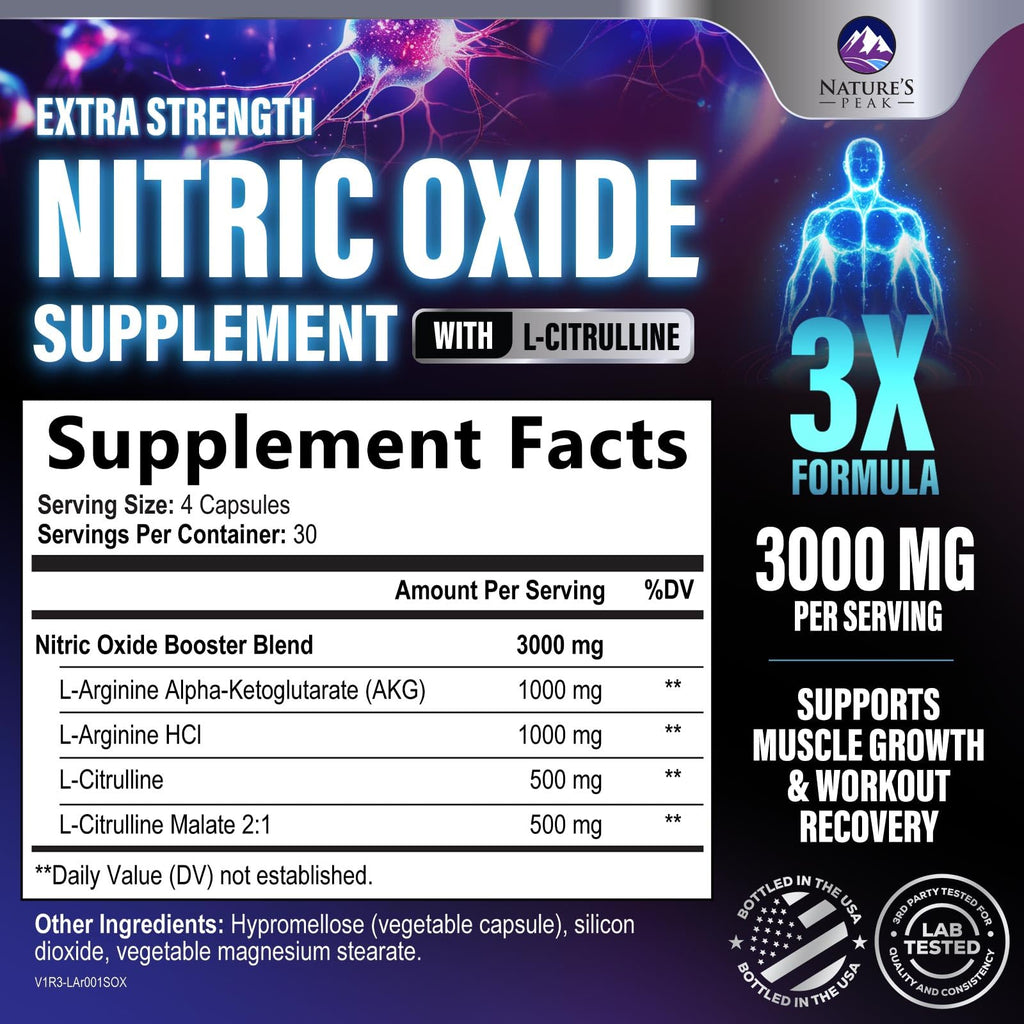 120 Capsules L-Arginine Citrulline Beta Alanine Nitric Oxide Booster U583511