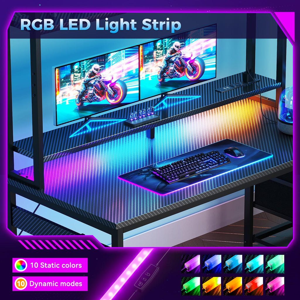48 Inch Gaming Desk with Shelves and Drawers C28253