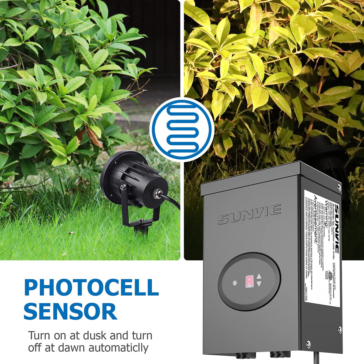 200W Low Voltage Landscape Lighting Transformer with Timer and Photocell Sensor W3852