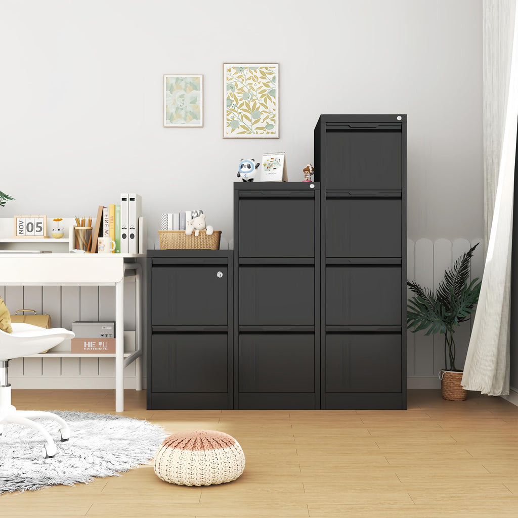 Black 4 Drawer Metal File Cabinet with Lock R7473