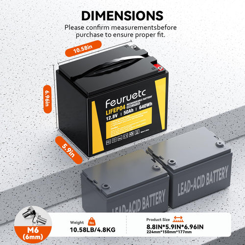 12V 50Ah LiFePO4 Lithium Battery with 50A BMS W621471