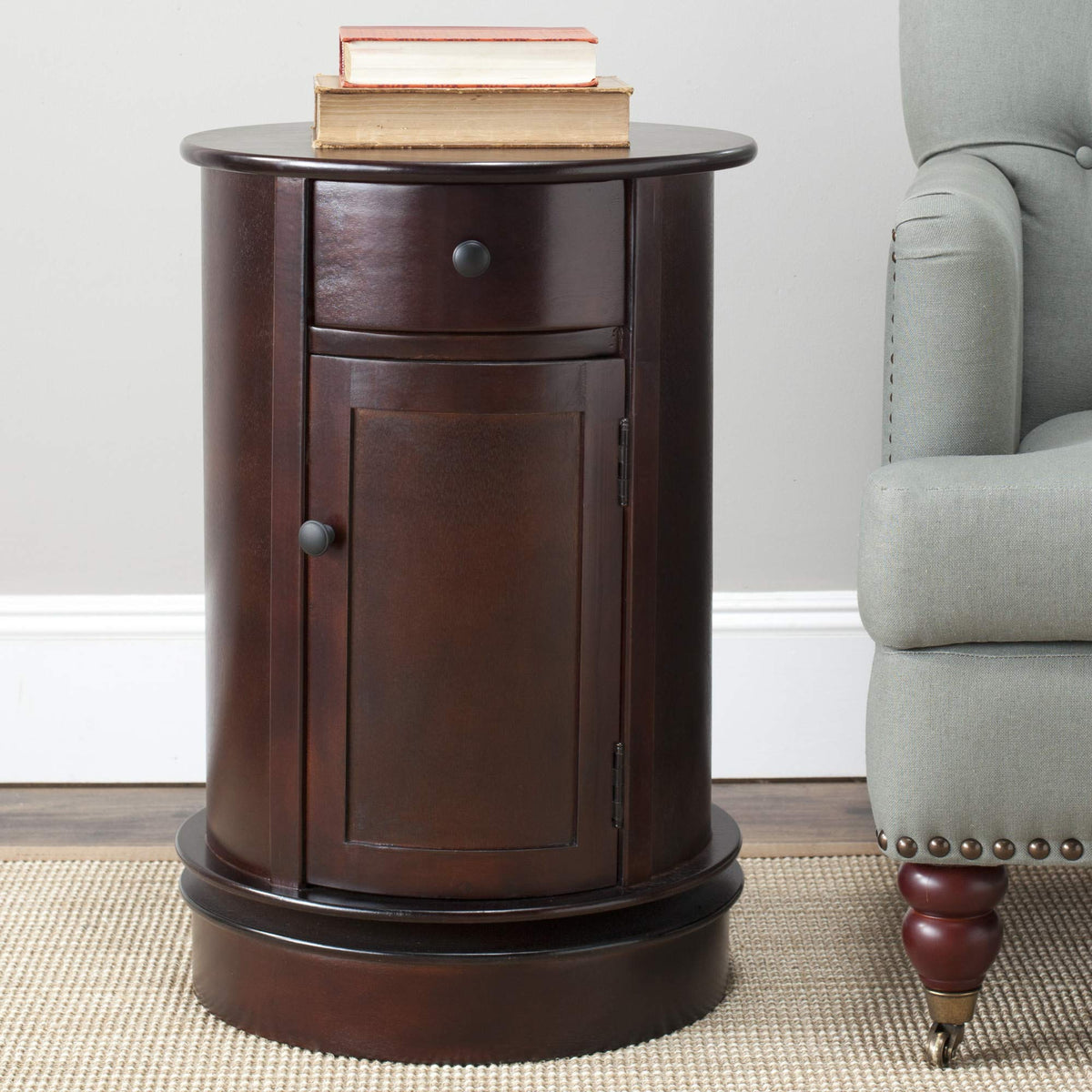 26" Dark Cherry Swivel Storage Accent Table C7533