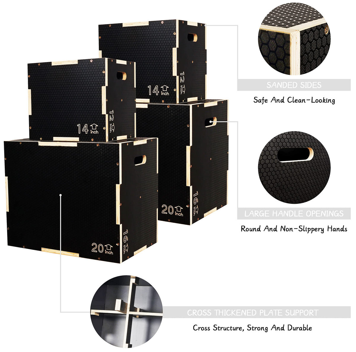 3 in 1 Non-Slip Wooden Plyo Box T80552