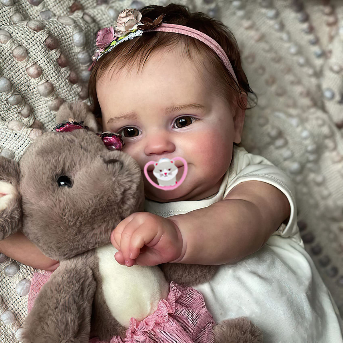 20 Inches Real Baby Size Rooted Hair Silicone Vinyl Reborn Baby Doll T80068