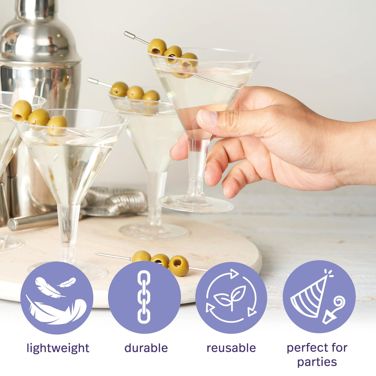 24 Oz Plastic Martini Cocktail Glasses W444953