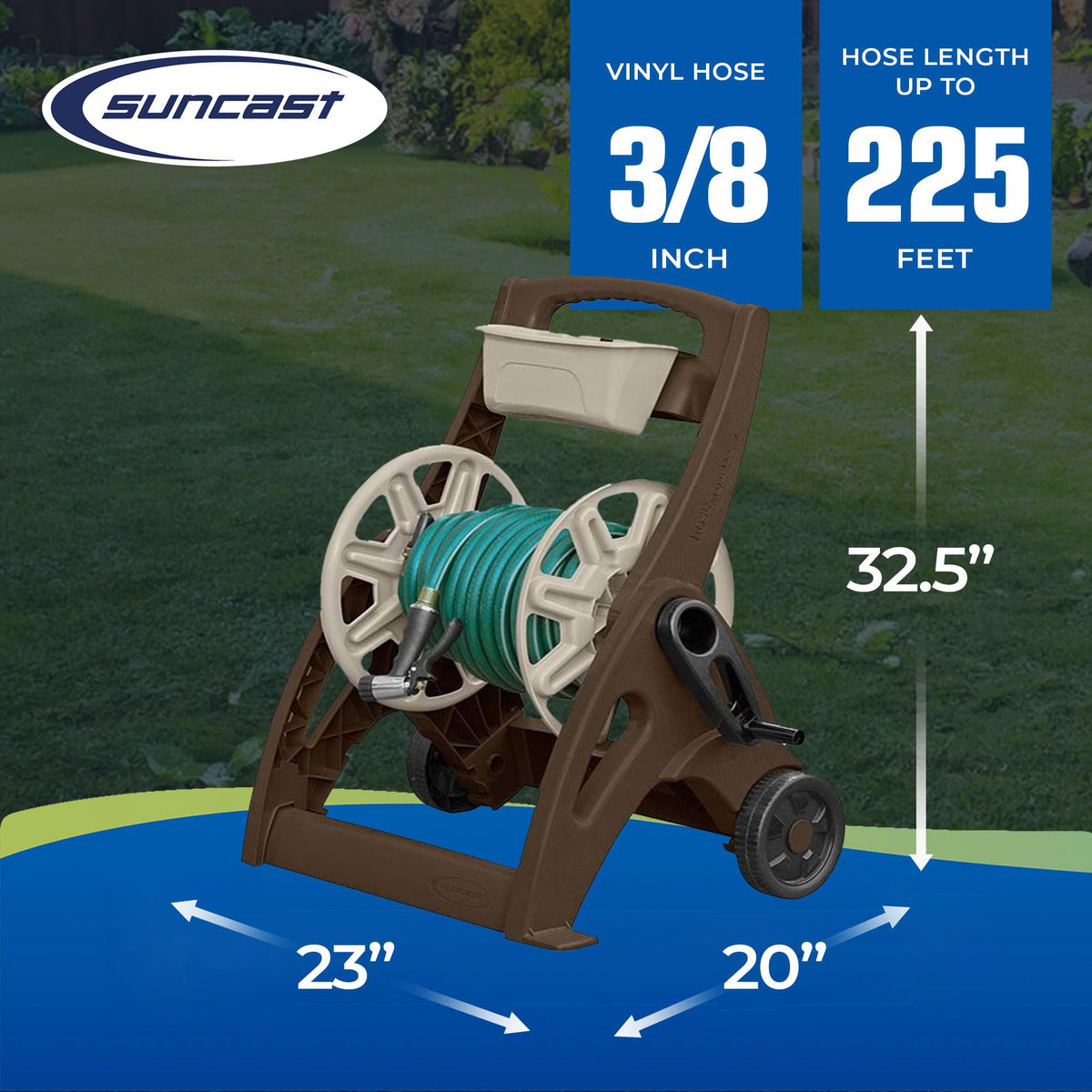 Lightweight Portable Garden Hose Reel Cart with Wheels and Crank Handle Y780