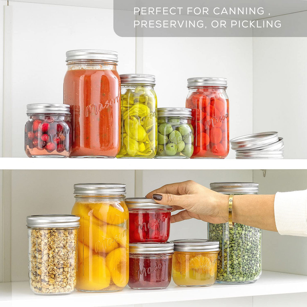 16 Oz 6-Pack Wide Mouth Glass Mason Jars with Lids M676997