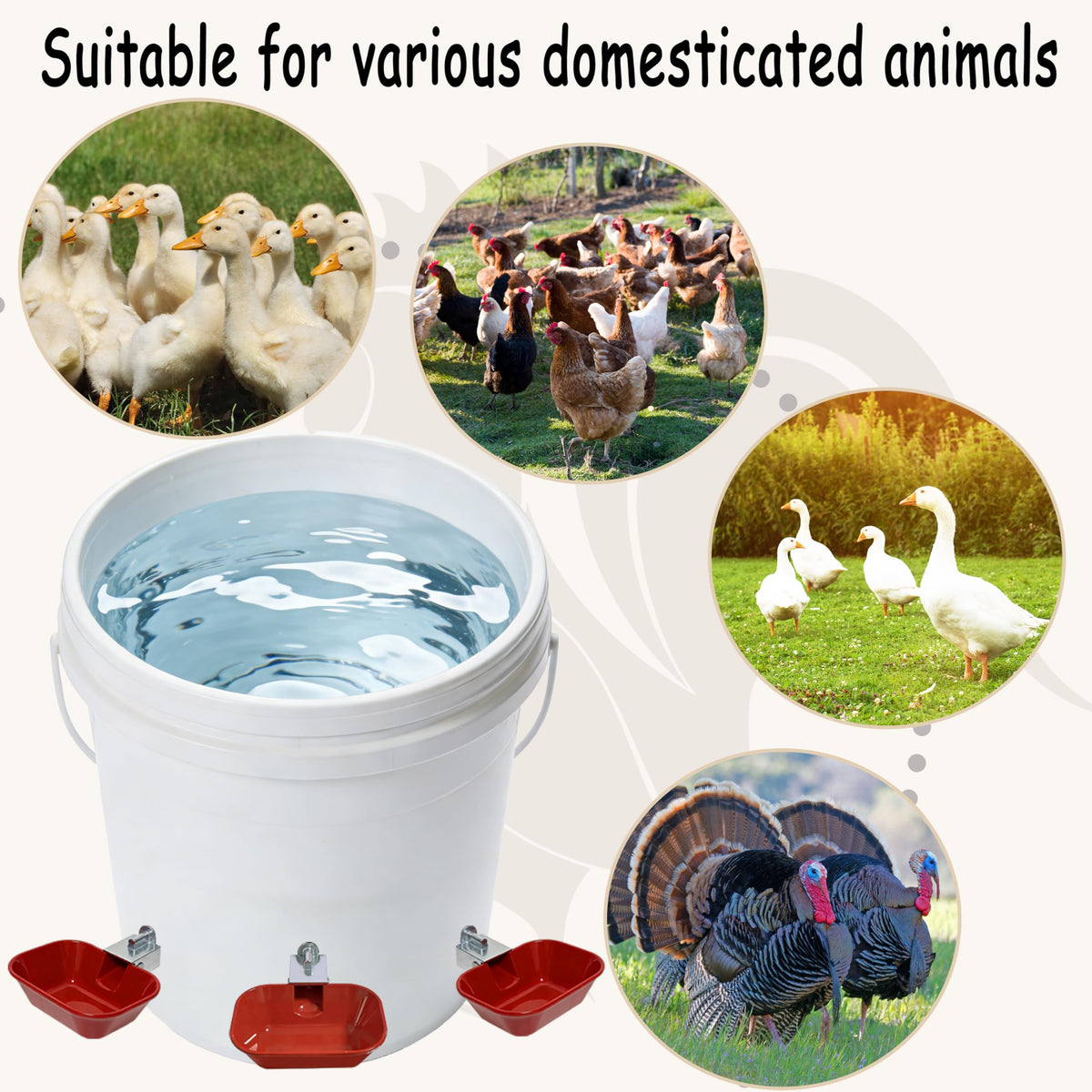 Aluminum Alloy Chicken Waterer Feeder T3603