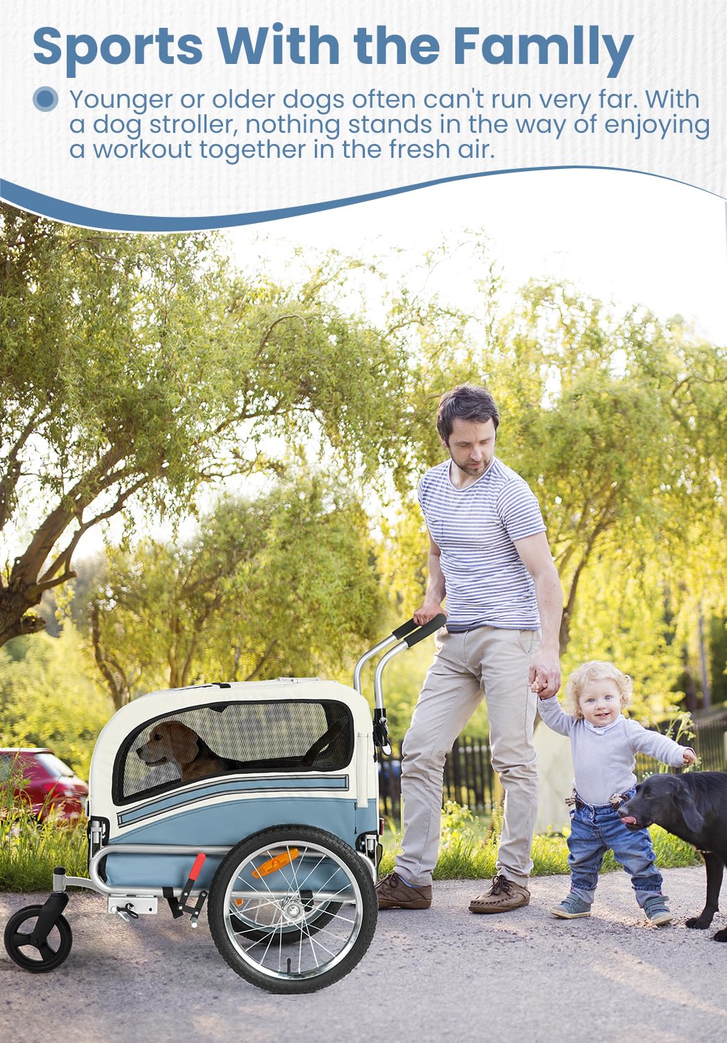 2 in 1 Pet Bicycle Trailer with 6" Stroller Wheel A10116