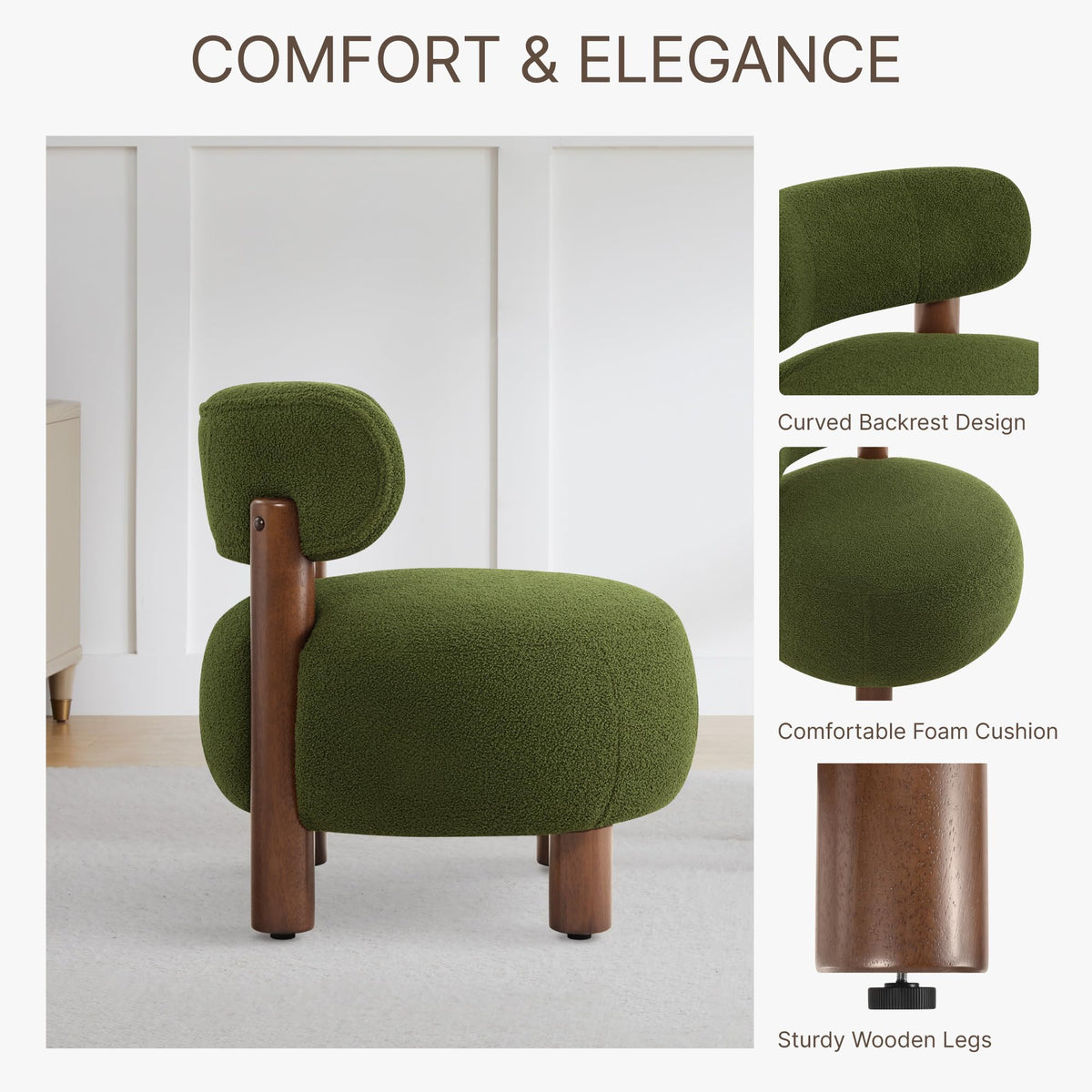Green Boucle Accent Chair Set of 2 P634