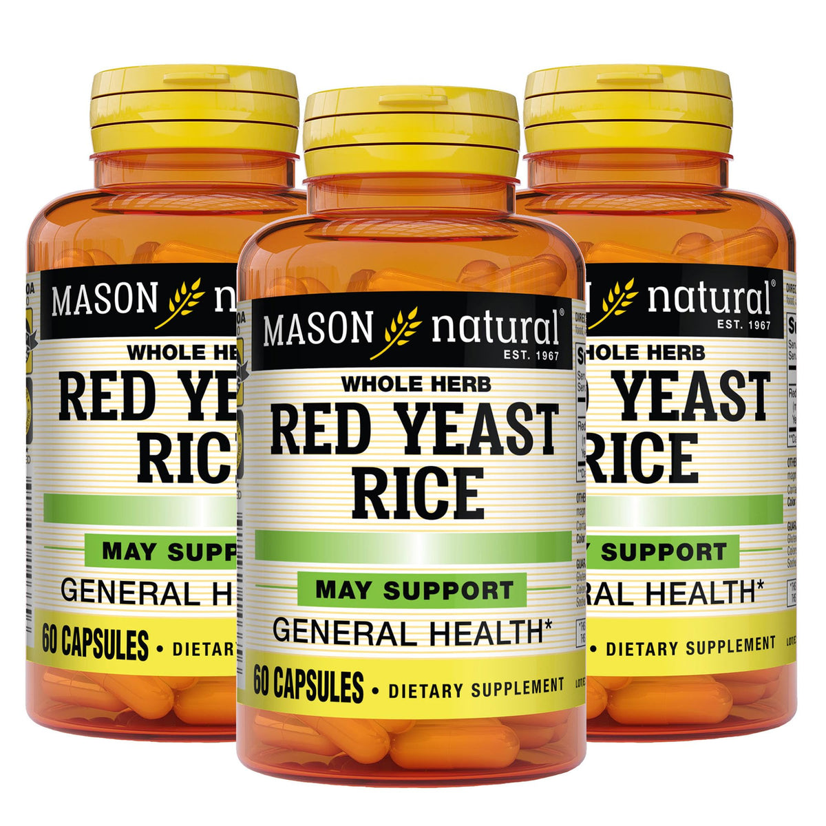 Red Yeast Rice Herbal Supplement 60 Capsules Pack of 3 V86782