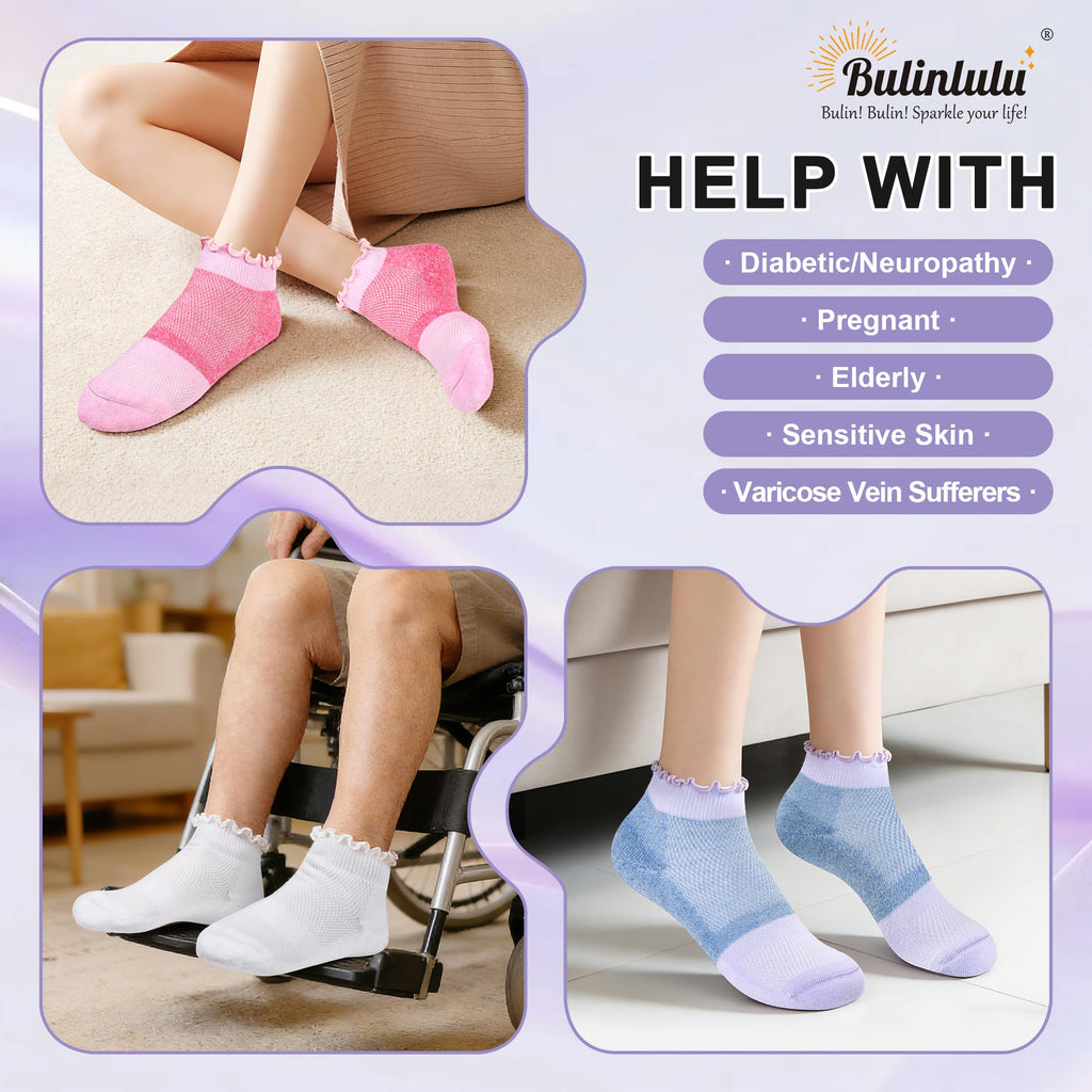 Diabetic Ankle Socks 6 Pairs Low Cut Non Binding F336