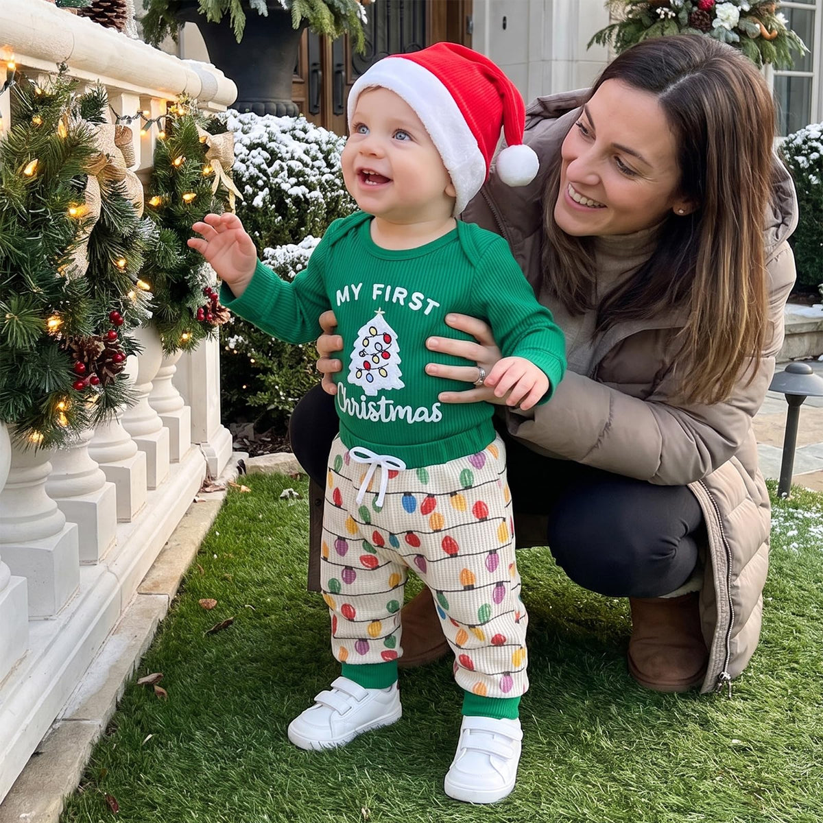 Baby Boy Christmas Outfit Romper Pants Hat U215225