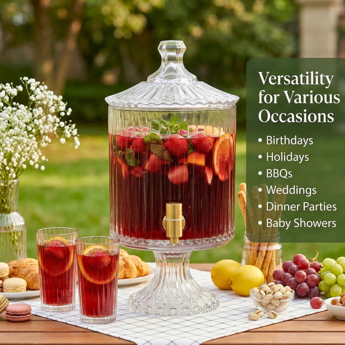 1.2 Gallon Clear Glass Drink Dispenser with Spigot E669