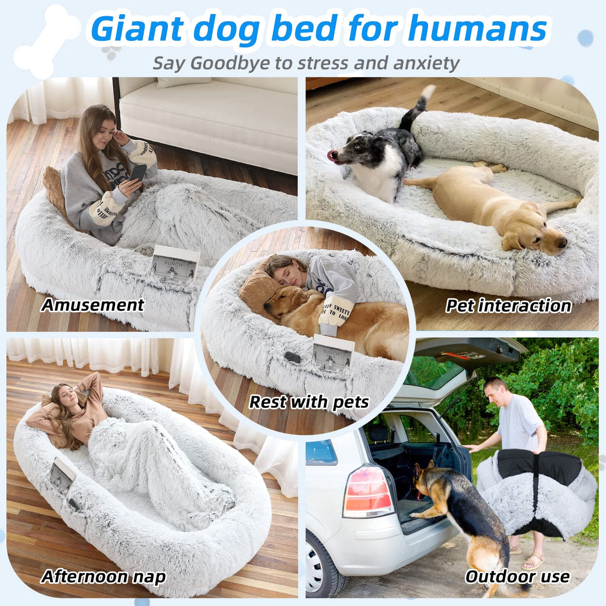 Grey Human Dog Bed C101078