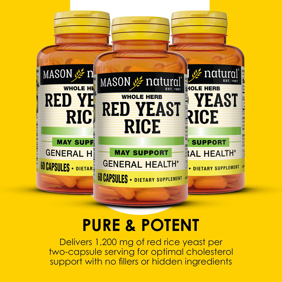 Red Yeast Rice Herbal Supplement 60 Capsules Pack of 3 V86782