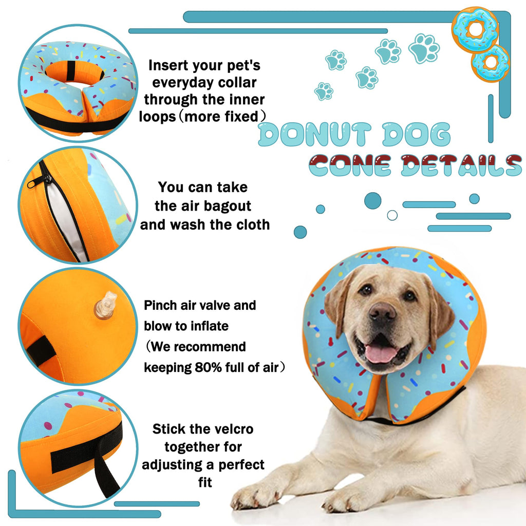 Inflatable Dog Cone Collar Alternative, Adjustable Soft Pet Neck Donut O321948