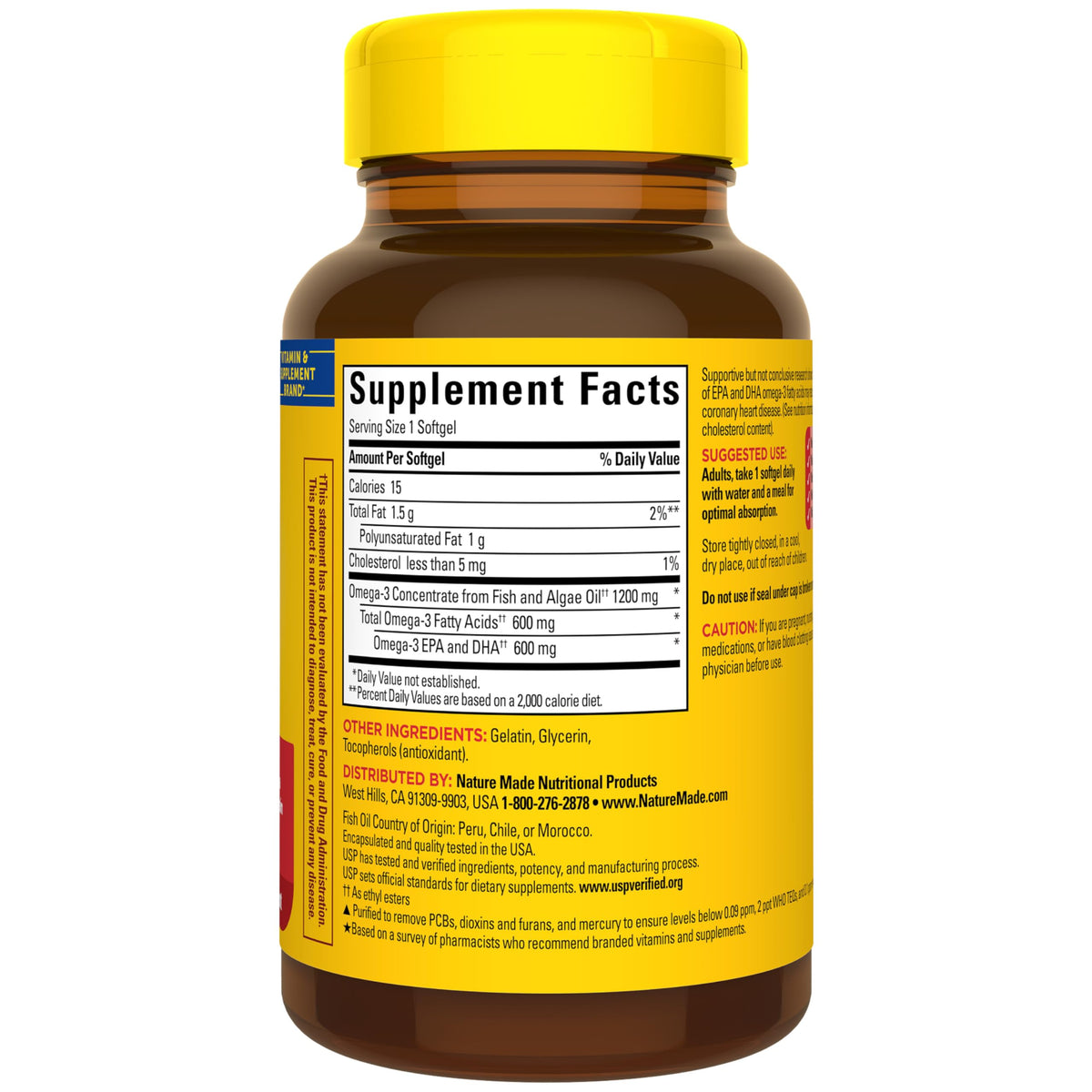 Omega 3 Fish Oil and Algae Oil Supplements 1200mg 60 Softgels K63017