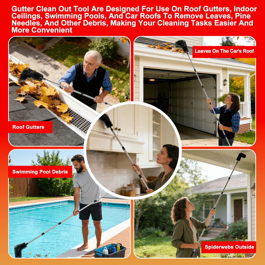 12.7FT Long Adjustable Gutter Cleaner & Brush O229