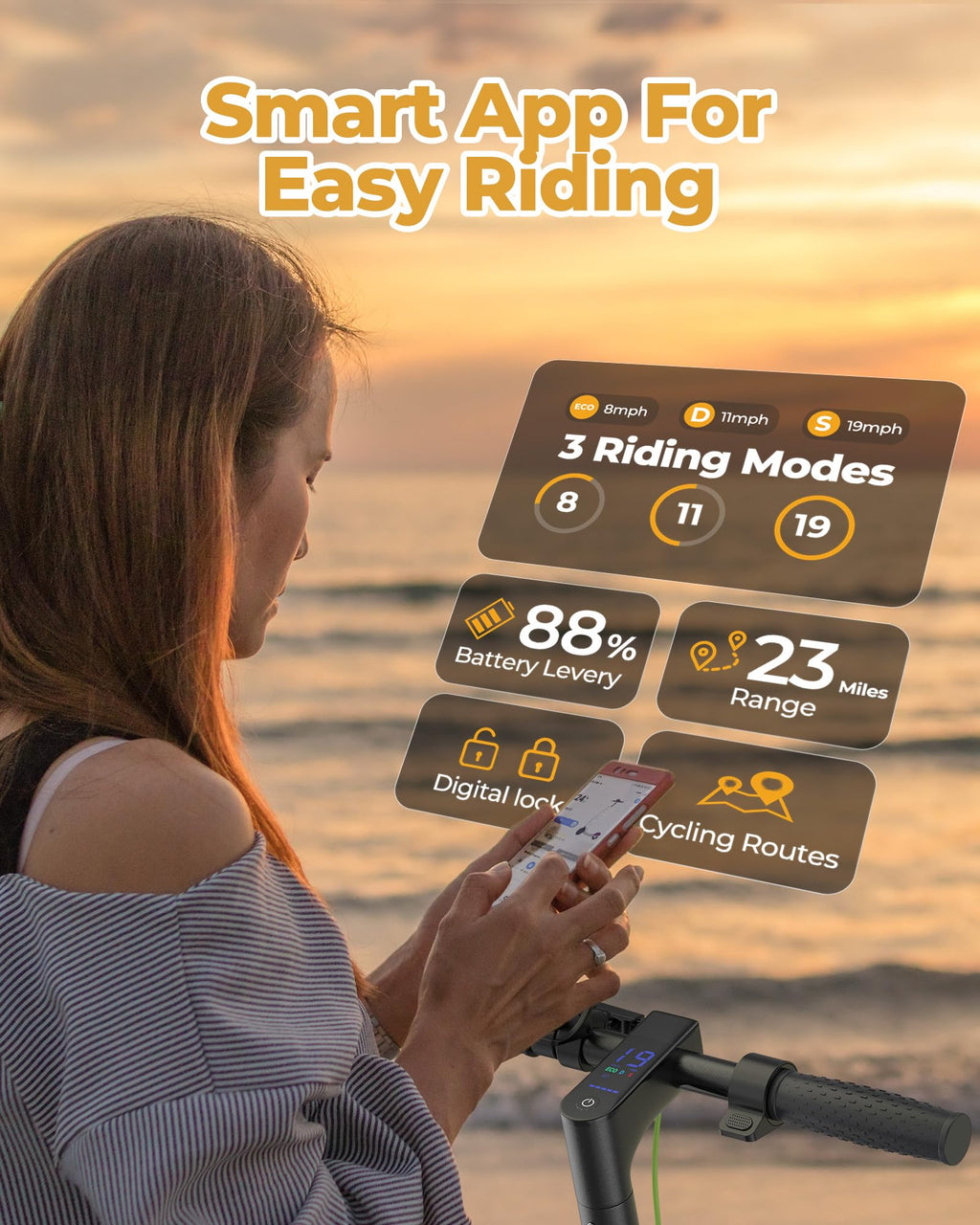Electric Scooter with Solid Tires, Double Braking System W13076