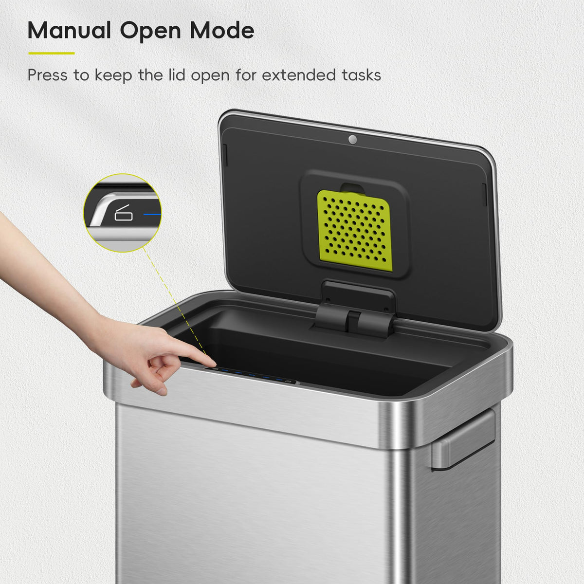 50 Liter Touchless Rectangular Motion Sensor Trash Can, Matte Stainless Steel W78581