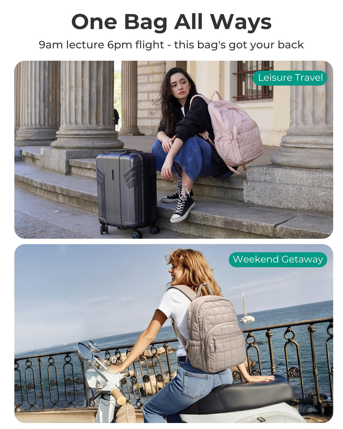 Black 15.6" Laptop Travel Backpack C418