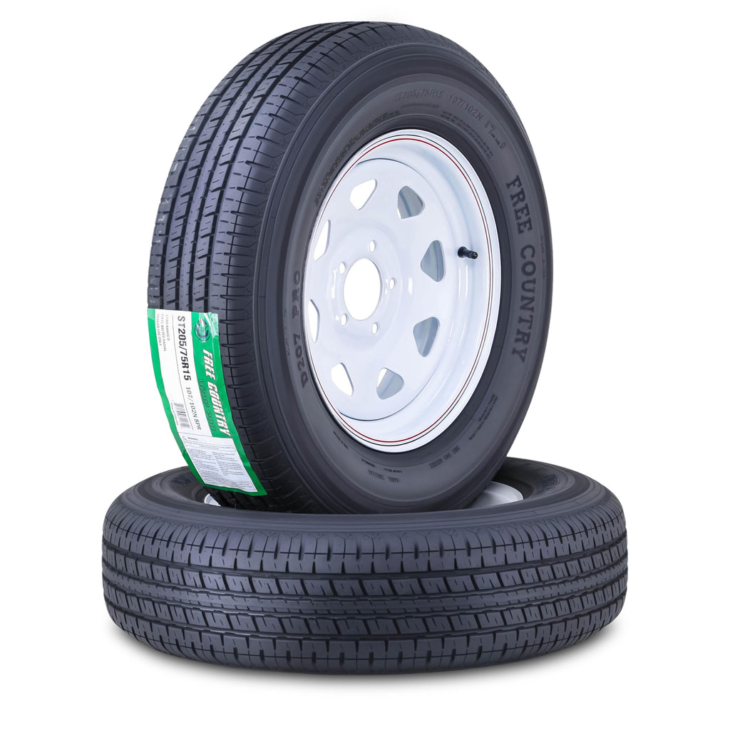 Trailer Tire Wheel ST205/75R15 8PR 5X4.5 White Spoke Pk2 V81093