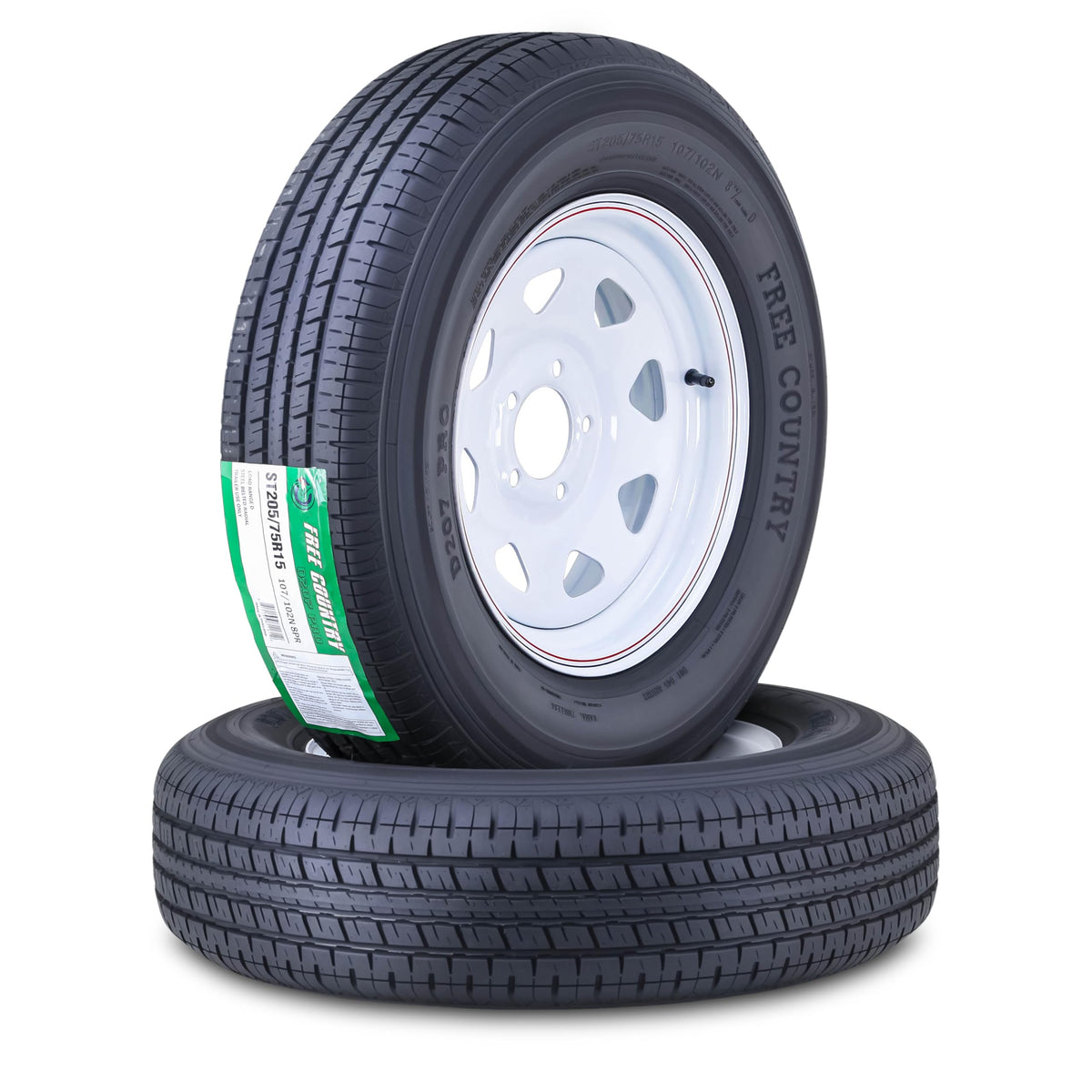 Trailer Tire Wheel ST205/75R15 8PR 5X4.5 White Spoke Pk2 V81093