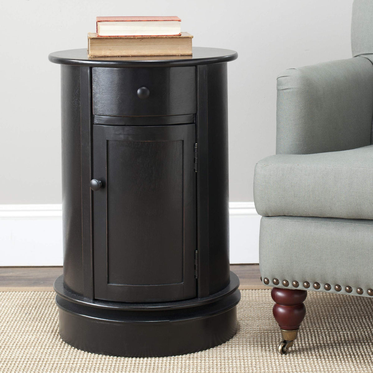 26" Dark Cherry Swivel Storage Accent Table C7533