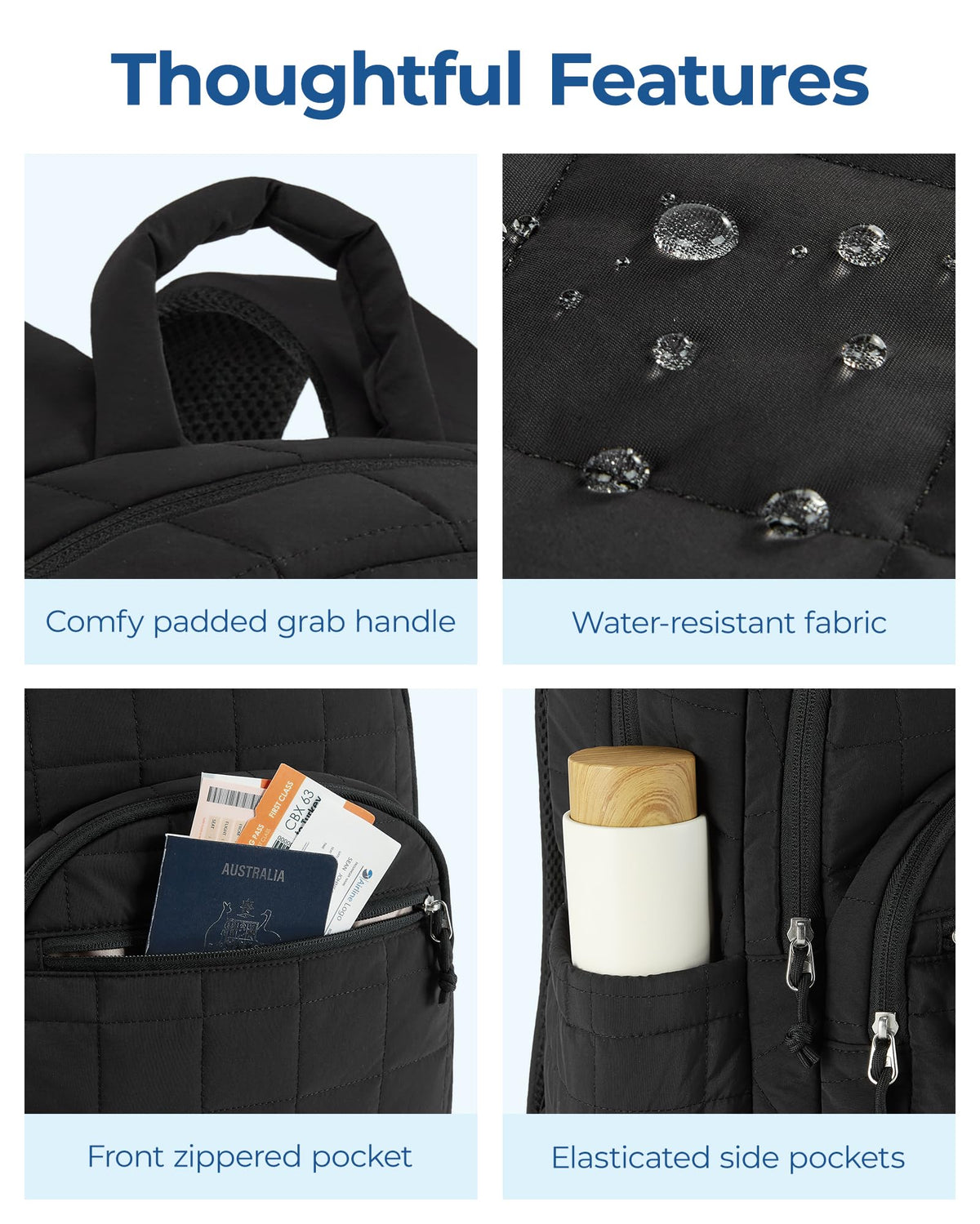 Black 15.6" Laptop Travel Backpack C418
