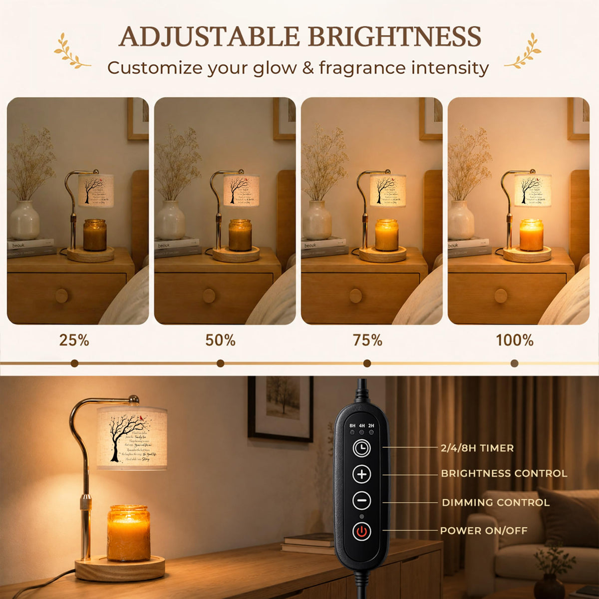 Candle Warmer Lamp with Timer Dimmable Adjustable Height F142096
