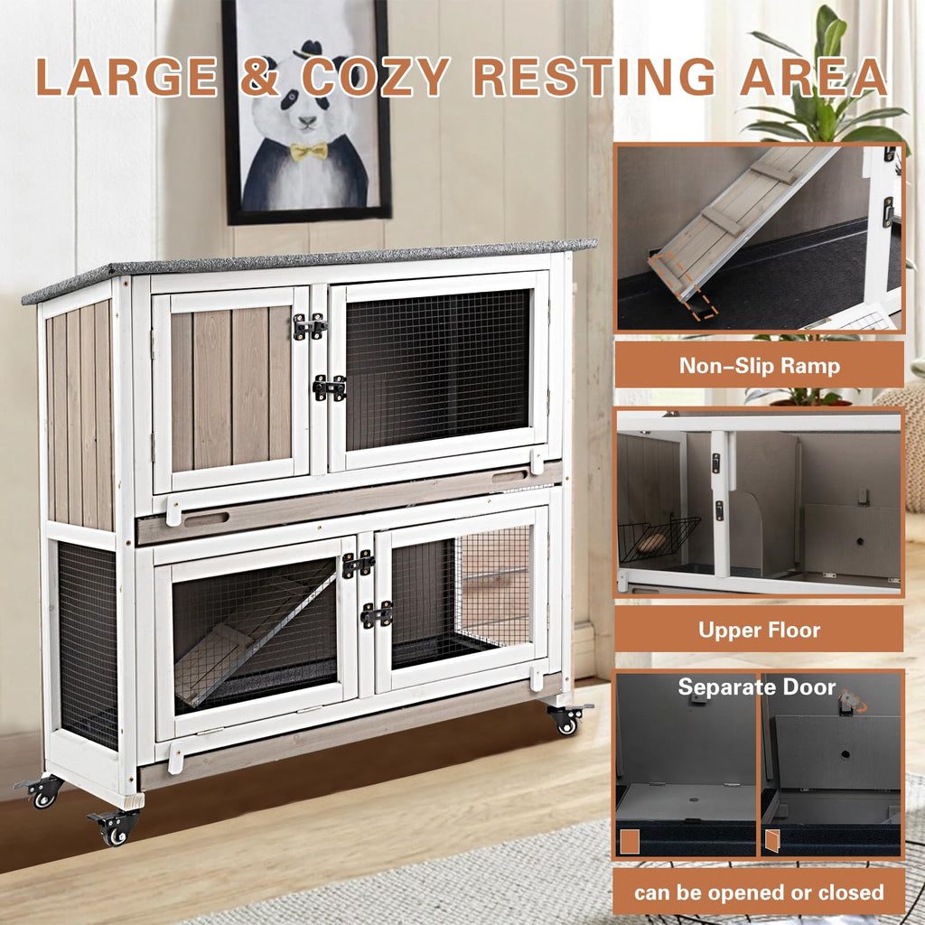 36" L 2-Story Rabbit Hutch on 4 Wheels Q994