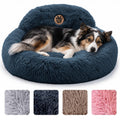 Medium Size Washable Anti-Slip Fluffy Plush Round Dog Bed A726