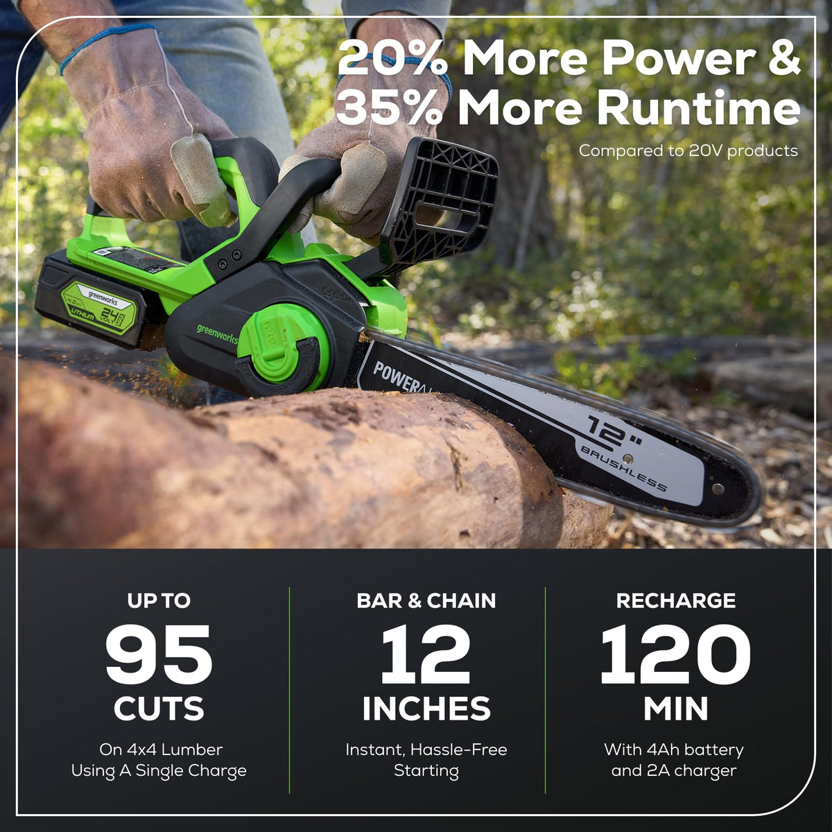 24V 12 in Cordless Electric Chainsaw O9536