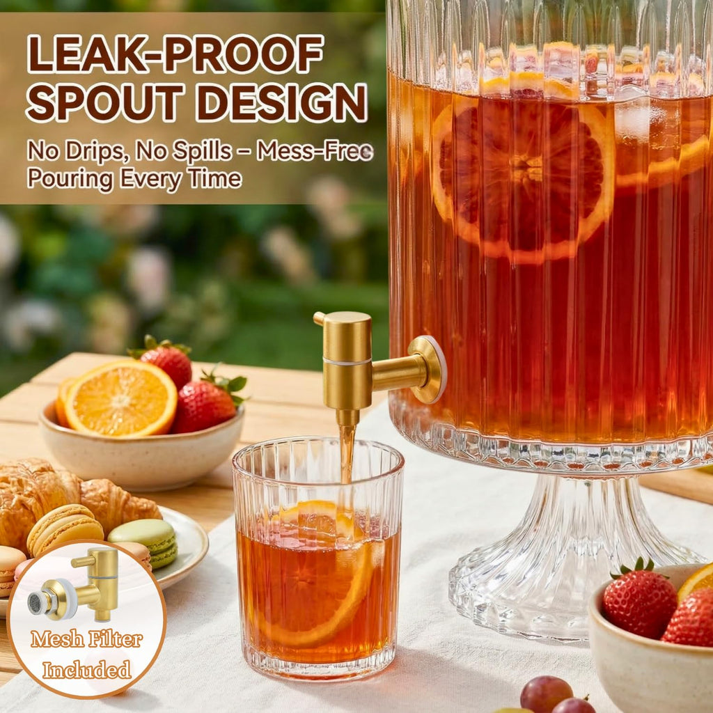 1.2 Gallon Clear Glass Drink Dispenser with Spigot E669