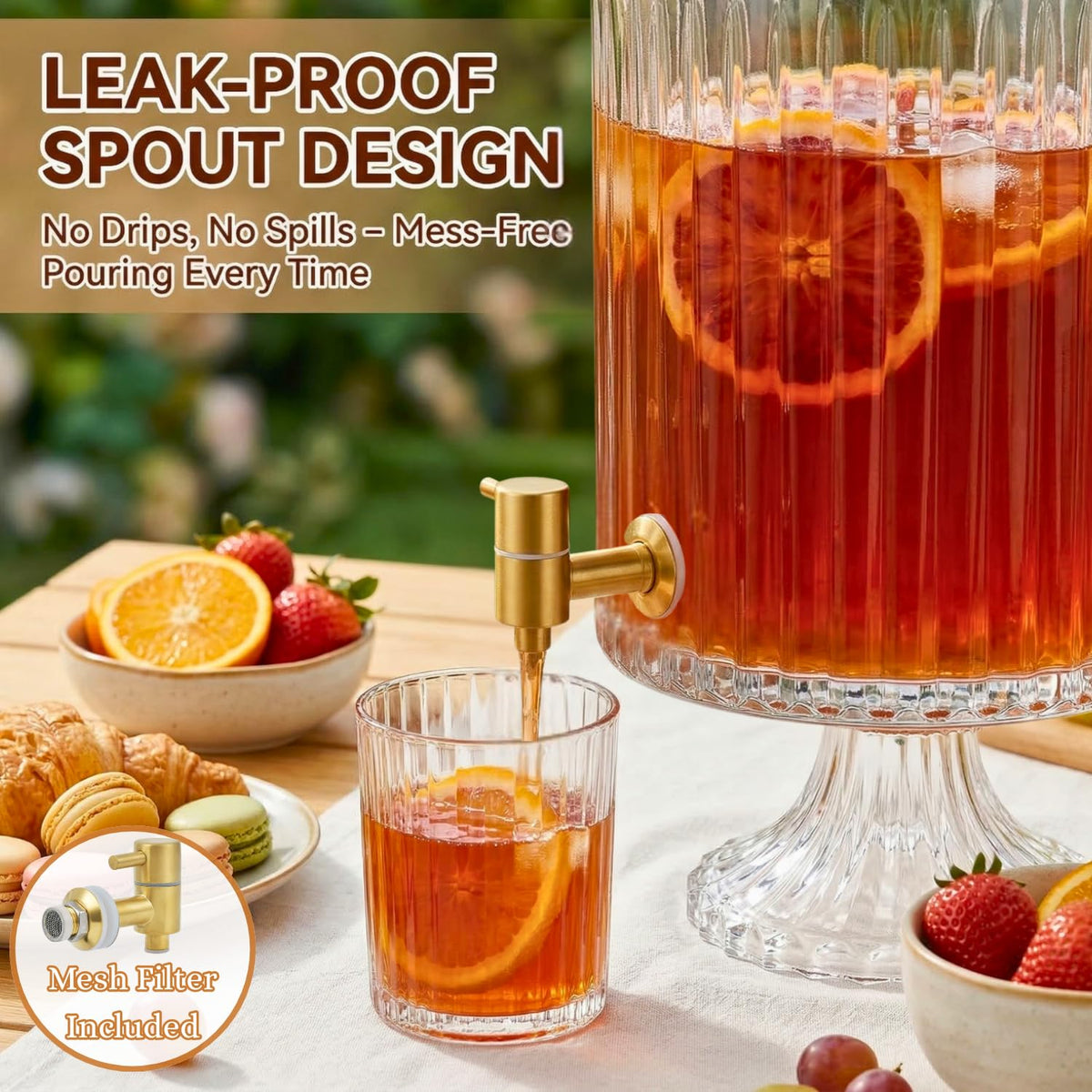 1.2 Gallon Clear Glass Drink Dispenser with Spigot E669