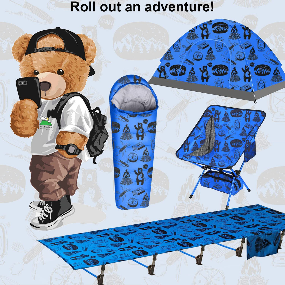 Blue Portable Folding Kids Camping Cot T690487
