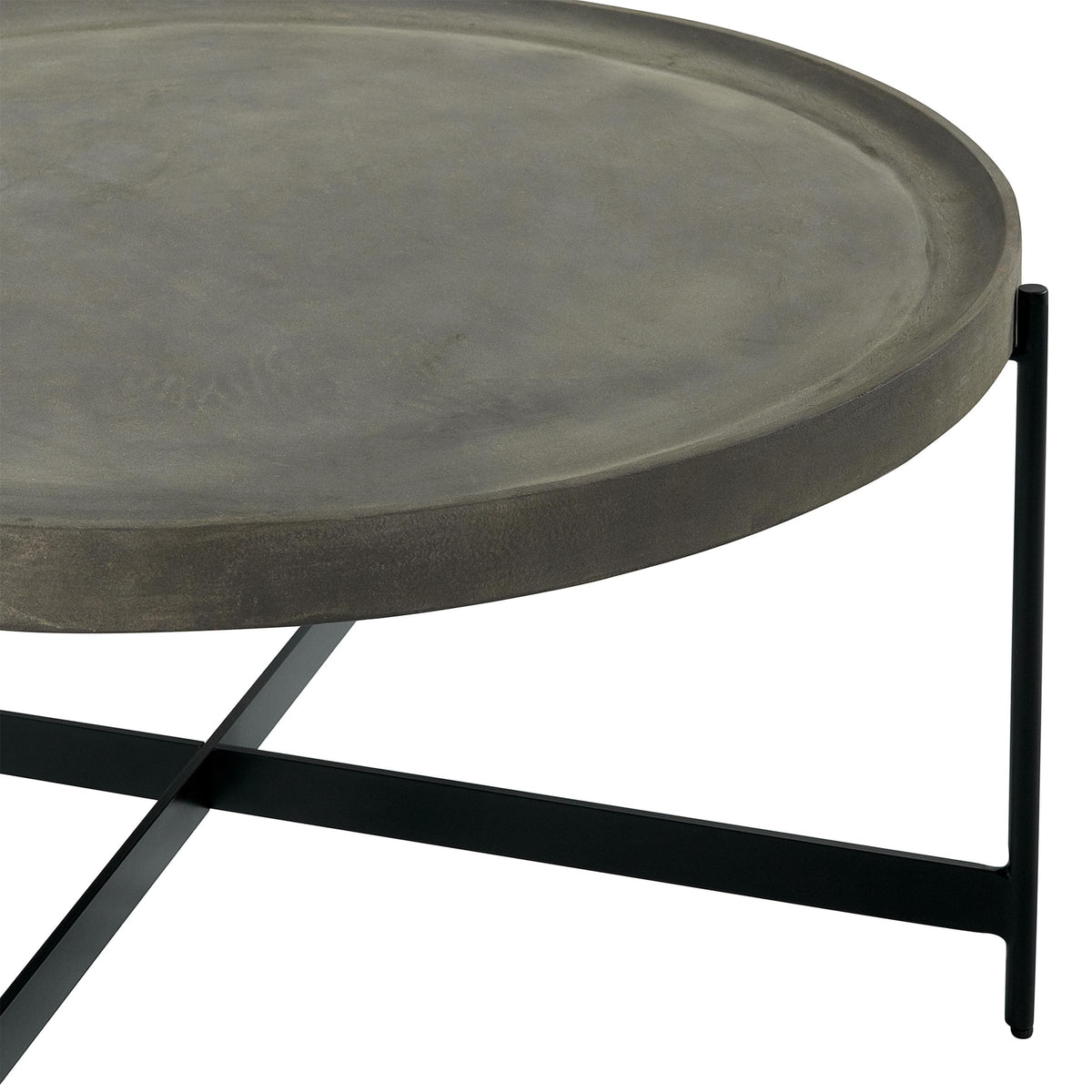 42-Inch Round Concrete-Coated Wood Coffee Table with Tray Top Q664254
