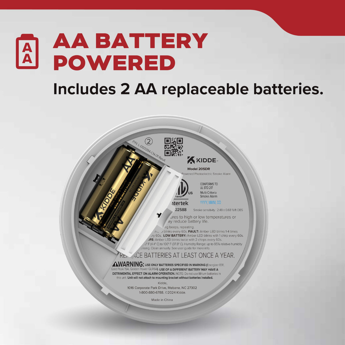 Smoke Detector, AA Battery-Powered, 3 Pack R31703