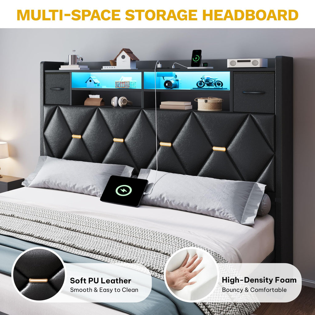Full Size Bed Frame with 2 Storage Drawers W582969