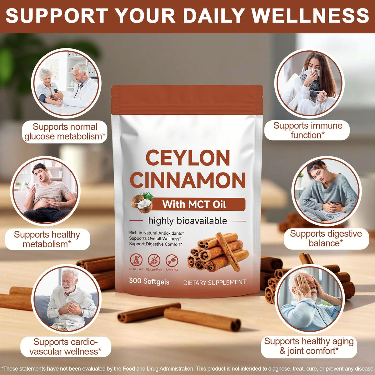 Cinnamon Capsules 300 Softgels with MCT Oil F355