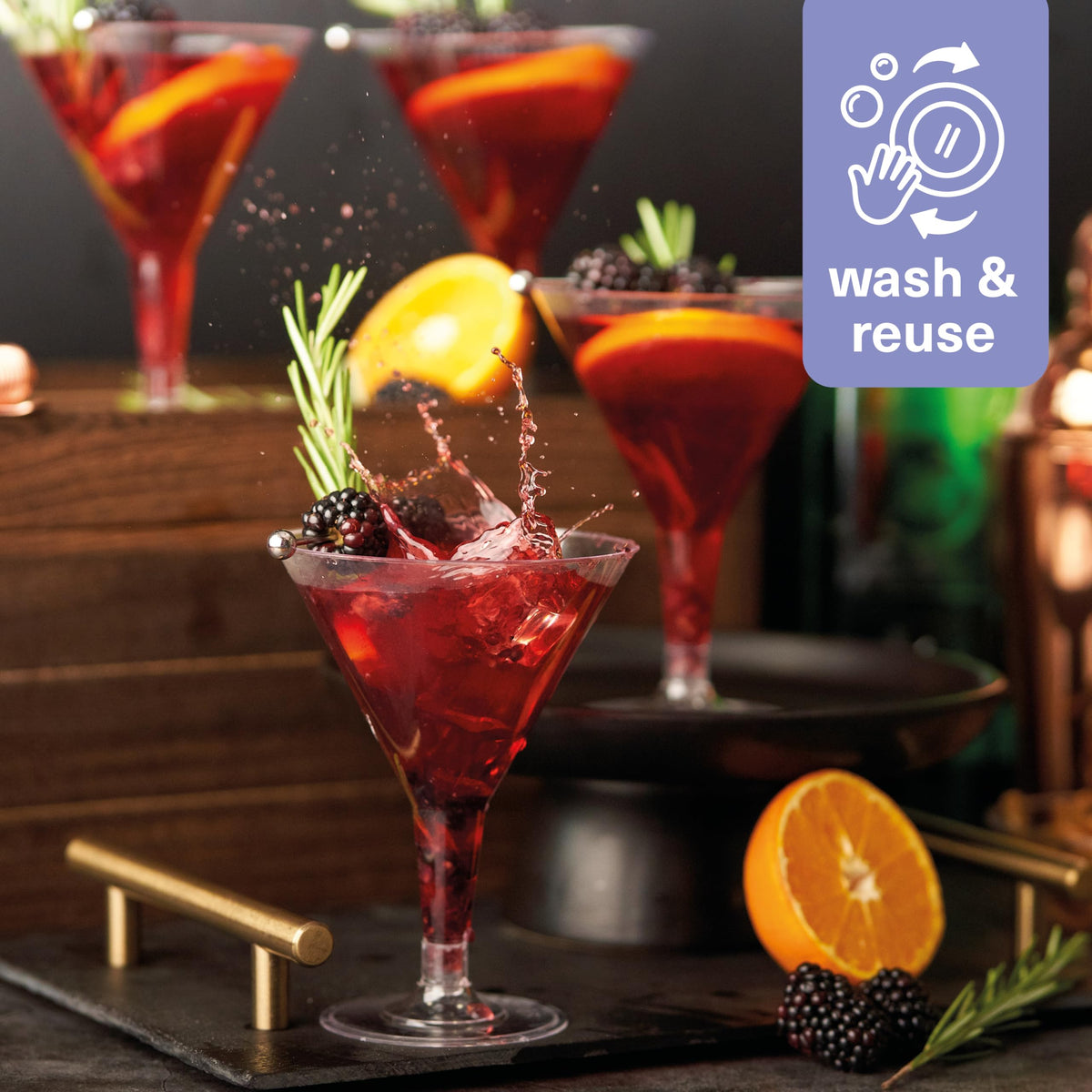 24 Oz Plastic Martini Cocktail Glasses W444953