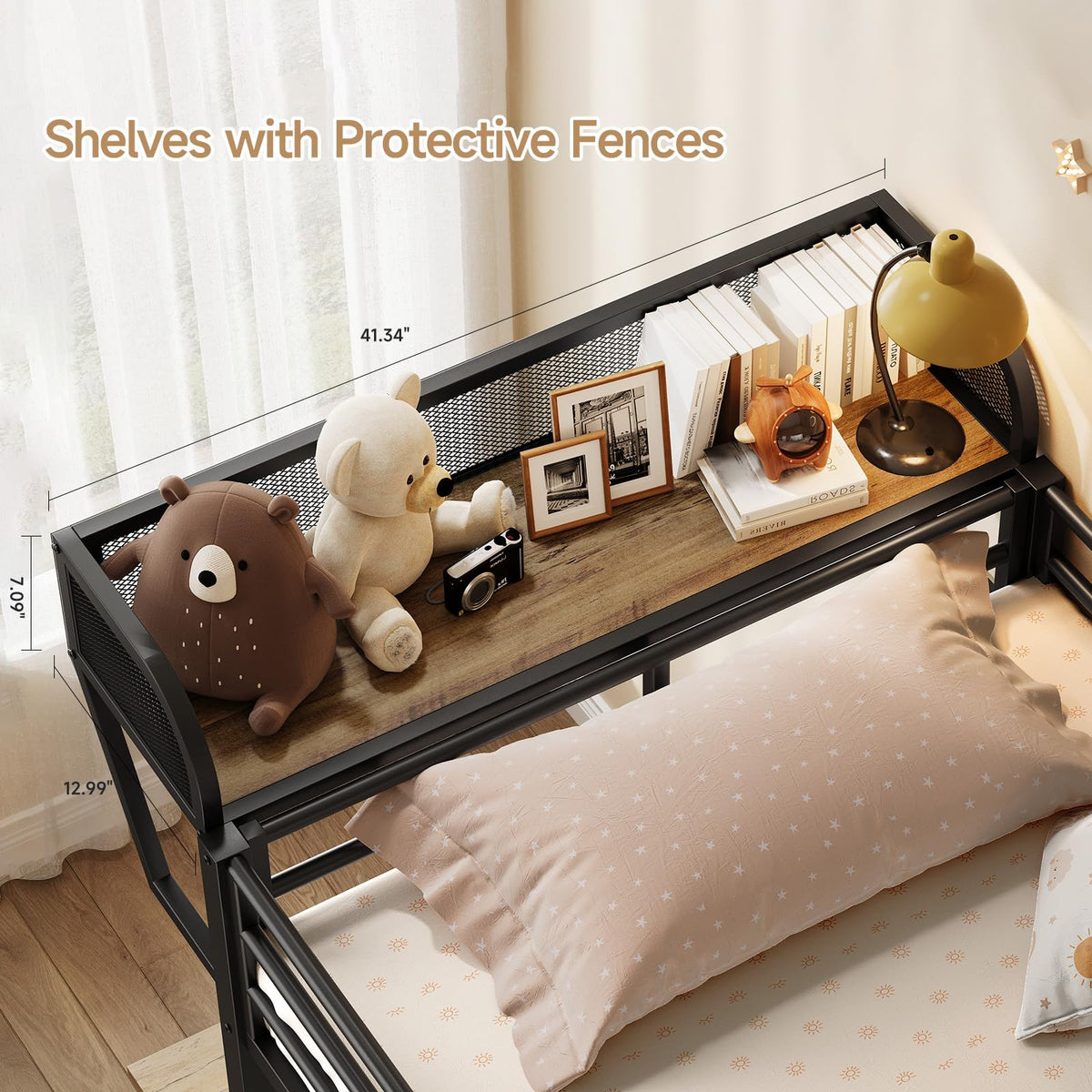 Twin Over Twin Metal Bunk Bed with Desk & Outlet L63598