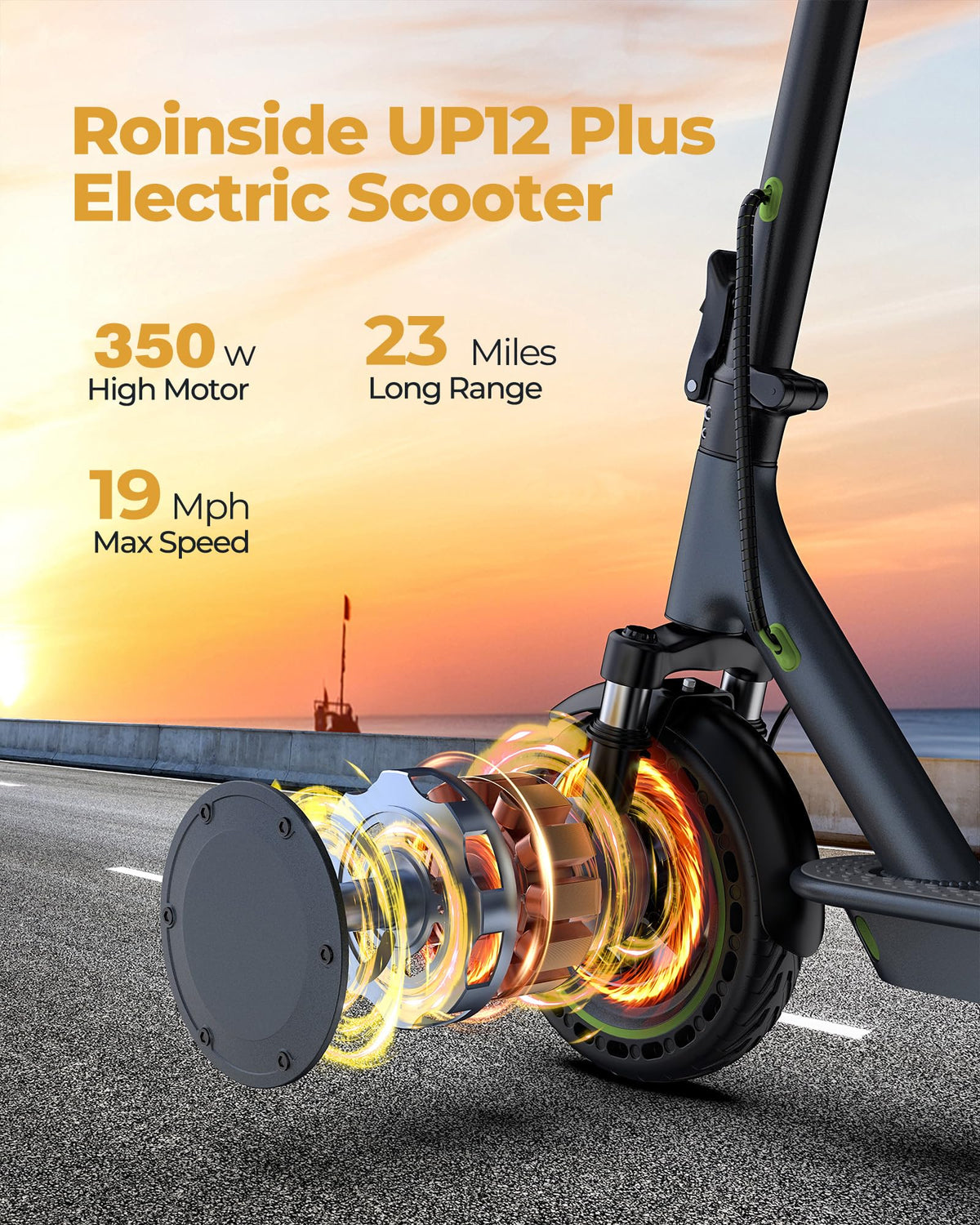 Electric Scooter with Solid Tires, Double Braking System W13076