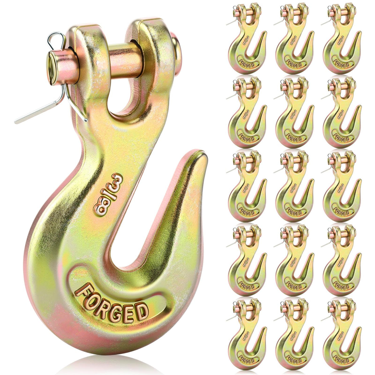 15 Pack 3/8 Inch Grade 70 Forged Steel Clevis Grab Hooks I845901